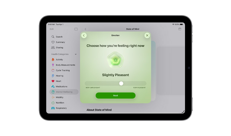 A person goes through a guided meditation in the Mindfulness app on Apple Vision Pro