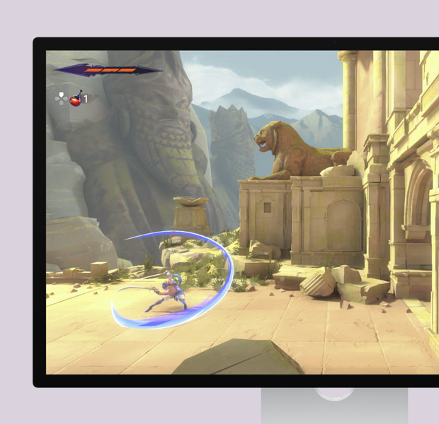 Prince of Persia: The Lost Crown oyununun oynandığını gösteren Studio Display
