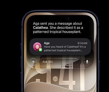 Gambar statis Siri AI sedang digunakan di Dynamic Island di iPhone 17 Pro