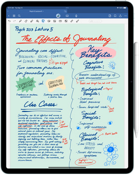 Aplikacja Goodnotes 6 pokazana na iPadzie Pro z rysikiem Apple Pencil