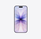 iPhone 17, przód obudowy w kolorze lawendy, Dynamic Island pośrodku górnej części urządzenia
