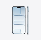 Przód obudowy iPhone’a Air w kolorze błękitnym, Dynamic Island pośrodku górnej części urządzenia, bok obudowy, bardzo smukły profil, przycisk boczny, panel Sterowanie aparatem