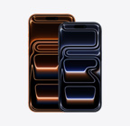 iPhone 17 Pro Max, przód obudowy w kolorze kosmicznego pomarańczu, iPhone 17 Pro, przód obudowy w kolorze głębinowego błękitu