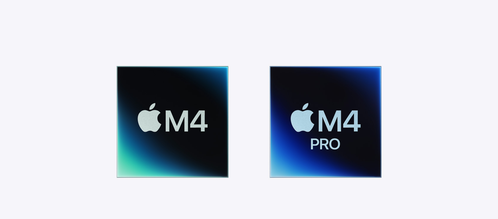 Du vaizdai, vaizduojantys M4 ir „M4 Pro“ lustus.